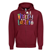 Burgundy happy easter Zipper Hoodie - MaliasSmallBusiness