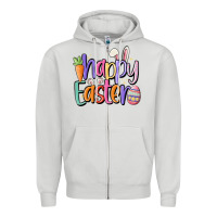 Dove Grey happy easter Zipper Hoodie - MaliasSmallBusiness