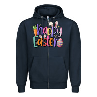 Navy happy easter Zipper Hoodie - MaliasSmallBusiness