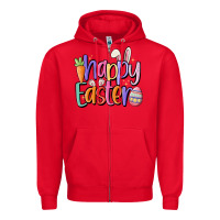 Red happy easter Zipper Hoodie - MaliasSmallBusiness