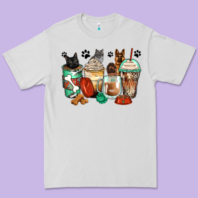 German Shepherd Black And Grey Cat Coffee Cups Premium Tee Designed By Zillion Design Studio