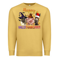 Antique Gold Happy Hallothanksmas Farm Animal Premium Sweatshirt - BundleAndBundleShop