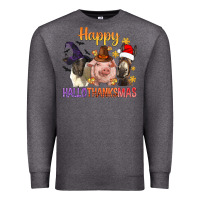 Charcoal Heather Happy Hallothanksmas Farm Animal Premium Sweatshirt - BundleAndBundleShop