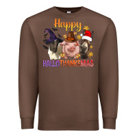 Chestnut Happy Hallothanksmas Farm Animal Premium Sweatshirt - BundleAndBundleShop