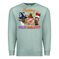 Seafoam Happy Hallothanksmas Farm Animal Premium Sweatshirt - BundleAndBundleShop