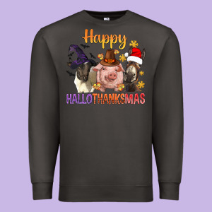 Happy Hallothanksmas Farm Animal Premium Sweatshirt Designed By Bundleandbundleshop