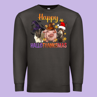 Happy Hallothanksmas Farm Animal Premium Sweatshirt Designed By Bundleandbundleshop