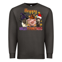 Smoke Happy Hallothanksmas Farm Animal Premium Sweatshirt - BundleAndBundleShop