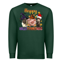 Sports Green Happy Hallothanksmas Farm Animal Premium Sweatshirt - BundleAndBundleShop