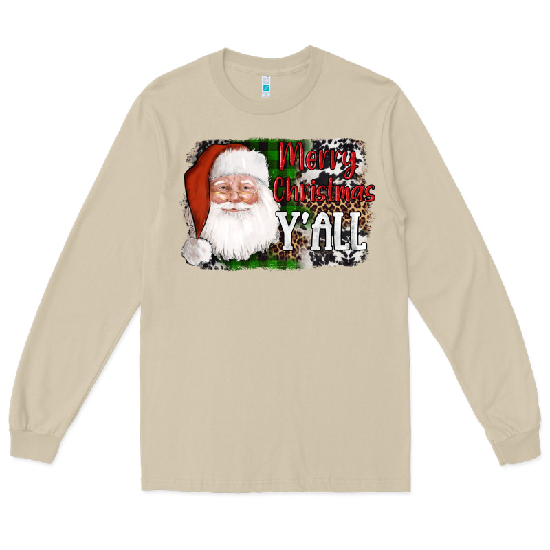 Santa Merry Christmas Y'all Long Sleeve Tee by AdoDesignShop | Teevron