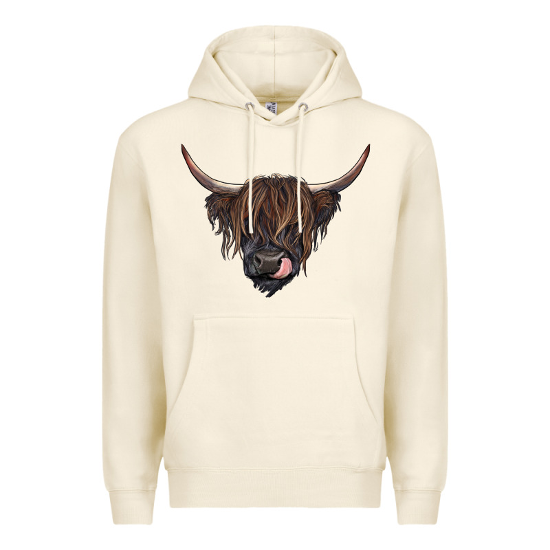 Black Highland Cow Premium Hoodie by RanaPortraitStore | Teevron