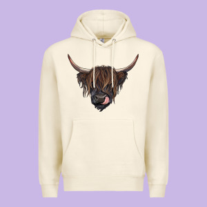 Black Highland Cow Premium Hoodie Designed By Ranaportraitstore