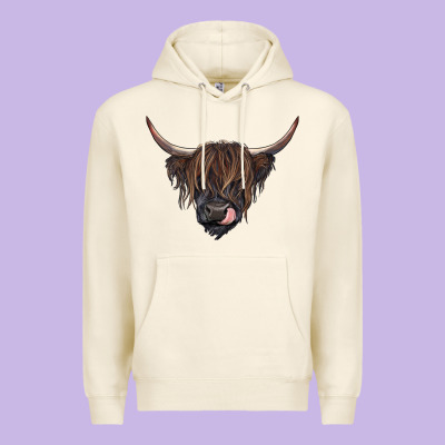 Black Highland Cow Premium Hoodie Designed By Ranaportraitstore