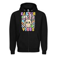 Black easter vibes smiley face Zipper Hoodie - MaliasSmallBusiness