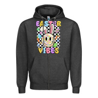 Charcoal Heather easter vibes smiley face Zipper Hoodie - MaliasSmallBusiness
