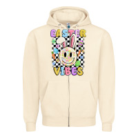 Sandshell easter vibes smiley face Zipper Hoodie - MaliasSmallBusiness