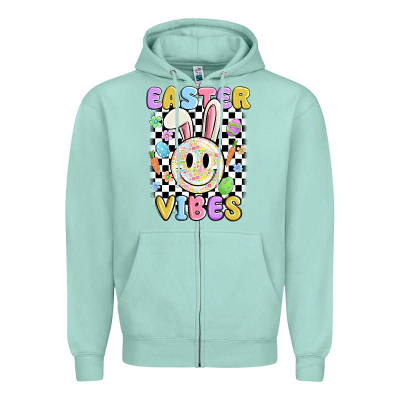 Easter Vibes Smiley Face Zipper Hoodie by MaliasSmallBusiness | Teevron