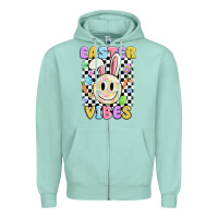 Seafoam easter vibes smiley face Zipper Hoodie - MaliasSmallBusiness