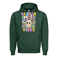Sports Green easter vibes smiley face Zipper Hoodie - MaliasSmallBusiness