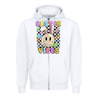 White easter vibes smiley face Zipper Hoodie - MaliasSmallBusiness