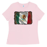 Bubblegum Pink mexico flag black glitter leopard Ladies Tee - AdoDesignShop