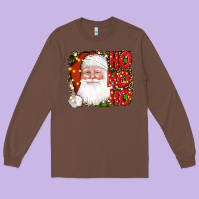 Christmas Ho Ho Ho Santa Clause Long Sleeve Tee Designed By Adodesignshop