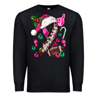 Black Pink Christmas Breast Cancer Ribbon Football Premium Sweatshirt - BundleAndBundleShop