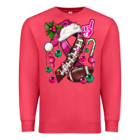 Cardinal Pink Christmas Breast Cancer Ribbon Football Premium Sweatshirt - BundleAndBundleShop