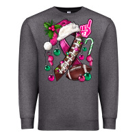 Charcoal Heather Pink Christmas Breast Cancer Ribbon Football Premium Sweatshirt - BundleAndBundleShop
