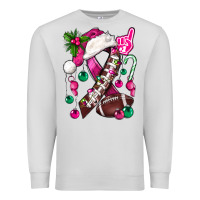 Dove Grey Pink Christmas Breast Cancer Ribbon Football Premium Sweatshirt - BundleAndBundleShop
