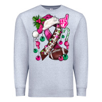 Heather Grey Pink Christmas Breast Cancer Ribbon Football Premium Sweatshirt - BundleAndBundleShop