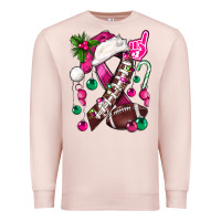 Pale Pink Pink Christmas Breast Cancer Ribbon Football Premium Sweatshirt - BundleAndBundleShop