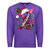 Purple Pink Christmas Breast Cancer Ribbon Football Premium Sweatshirt - BundleAndBundleShop