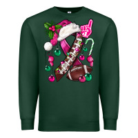 Sports Green Pink Christmas Breast Cancer Ribbon Football Premium Sweatshirt - BundleAndBundleShop