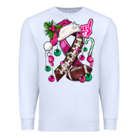 White Pink Christmas Breast Cancer Ribbon Football Premium Sweatshirt - BundleAndBundleShop