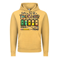 Vintage Mustard battery life of a teacher monday friday Vintage Hoodie - CowhideDigitalArt