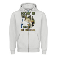 Dove Grey reelin' in 100 days of school Zipper Hoodie - MaliasSmallBusiness