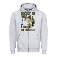 Heather Grey reelin' in 100 days of school Zipper Hoodie - MaliasSmallBusiness