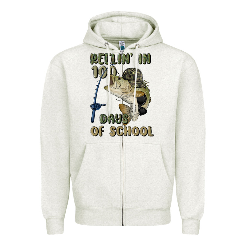 Reelin' In 100 Days Of School Zipper Hoodie by MaliasSmallBusiness | Teevron