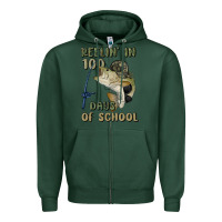 Sports Green reelin' in 100 days of school Zipper Hoodie - MaliasSmallBusiness