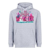 Heather Grey hello winter pink snowman Heavyweight Hoodie - MaliasSmallBusiness