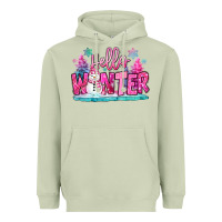 Matcha hello winter pink snowman Heavyweight Hoodie - MaliasSmallBusiness