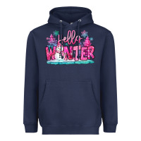 Navy hello winter pink snowman Heavyweight Hoodie - MaliasSmallBusiness