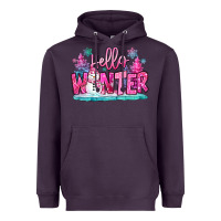 Plum hello winter pink snowman Heavyweight Hoodie - MaliasSmallBusiness