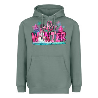 Sage hello winter pink snowman Heavyweight Hoodie - MaliasSmallBusiness