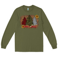 Army Green merry and bright with tree's Long Sleeve Tee - AdoDesignShop