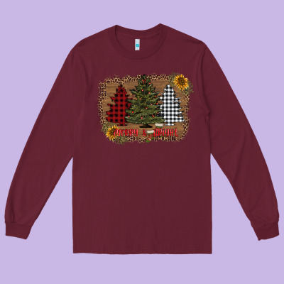 Merry And Bright With Tree's Long Sleeve Tee Designed By Adodesignshop