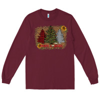Burgundy merry and bright with tree's Long Sleeve Tee - AdoDesignShop