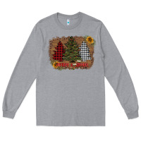 Heather Grey merry and bright with tree's Long Sleeve Tee - AdoDesignShop