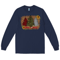 Navy merry and bright with tree's Long Sleeve Tee - AdoDesignShop